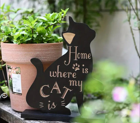 Wooden Cat Garden Sign