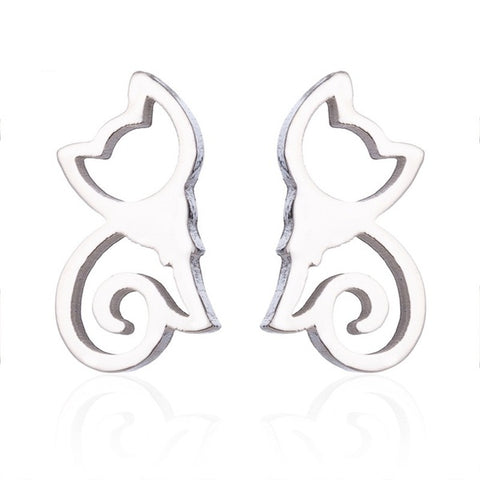 Cat Earrings - Silver