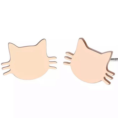 Cat Face Earrings - Gold